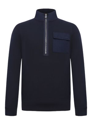 390Alpine QZ-Navy-Front Lounge Crew Sweat