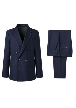 Linen Blend Double Breasted Slim Fit Suit