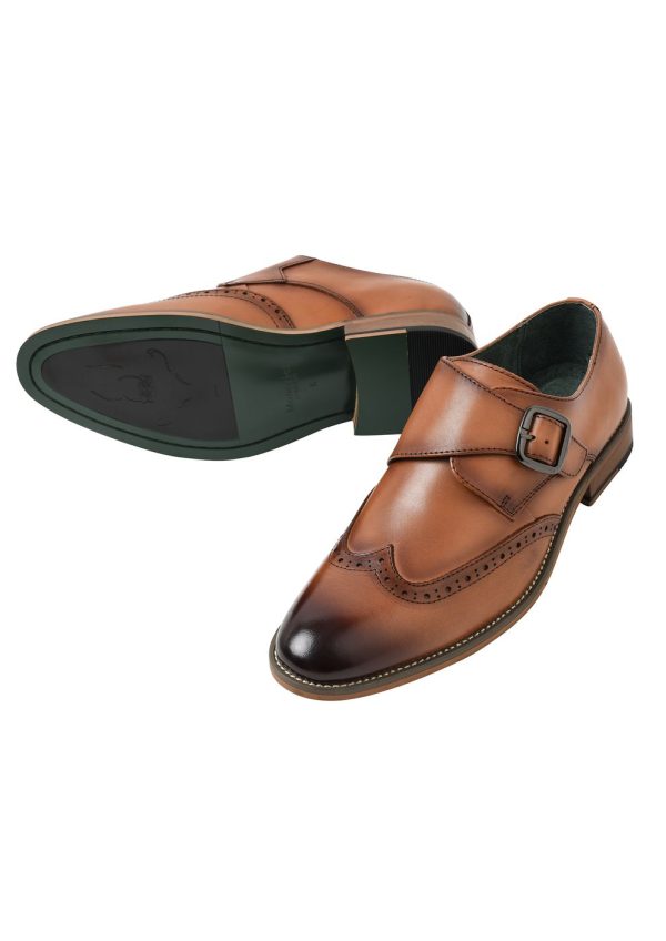 Smooth Leather Brogue Monk Shoe