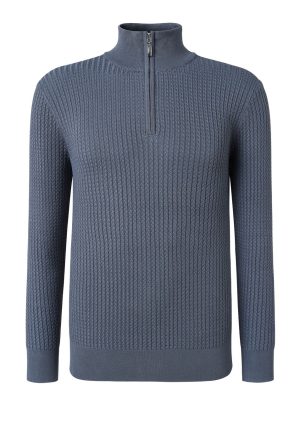 Moncrief Black Leece Zip-Smokey Blue Lecce Zip