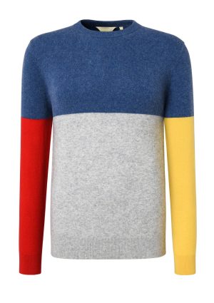 Moncrief Gold Cashmere Block Crew 2-Blue Cashmere Block Crew 2