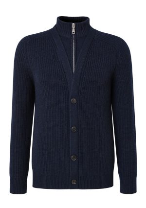 Moncrief Gold Cashmere Dual Cardigan-Navy Cashmere Dual Cardigan