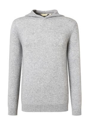 Moncrief Gold Cashmere Hoodie-Silver Melange Cashmere Hoodie