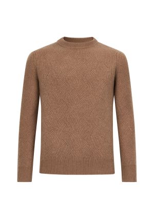 Moncrief Gold Cashmere Pattern Crew- Beige Cashmere Pattern Crew