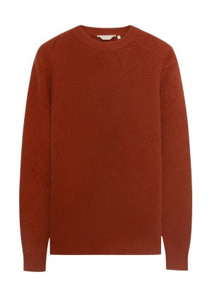 Moncrief Gold Cashmere Pattern Crew-- Burnt Orange Cashmere Pattern Crew