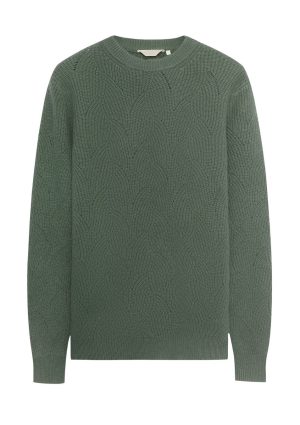 Moncrief Gold Cashmere Pattern Crew-- Earth Green Cashmere Pattern Crew