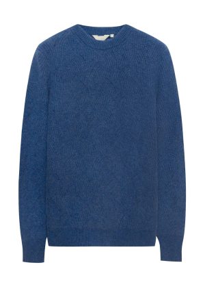 Moncrief Gold Cashmere Pattern Crew-- Indigo Melange Cashmere Pattern Crew