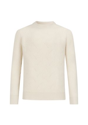 Moncrief Gold Cashmere Pattern Crew-Winter White Cashmere Pattern Crew