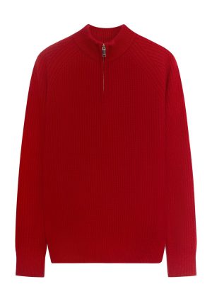Moncrief Gold Cashmere Rib Q Zip--H Red Cashmere Rib Q Zip