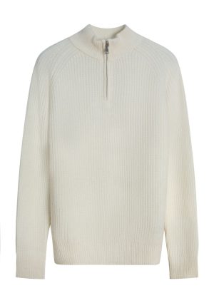 Moncrief Gold Cashmere Rib Q Zip--Winter White Cashmere Rib Q Zip