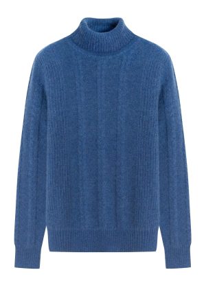 Moncrief Gold Cashmere Waffle Roll--Indigo Melange Cashmere Waffle Roll