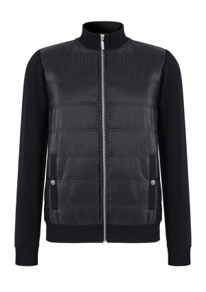 Hybrid Bomber Jacket With Knitted Sleeve
