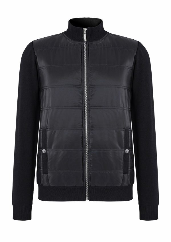 Hybrid Bomber Jacket With Knitted Sleeve