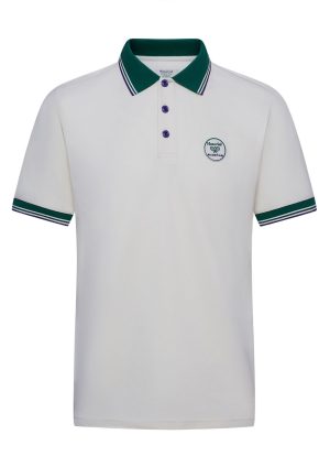 Tennis Polo-Cream Green Purple-Front Tennis Polo