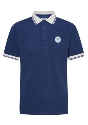 Tennis Polo-Indigo Cream-Front Tennis Polo