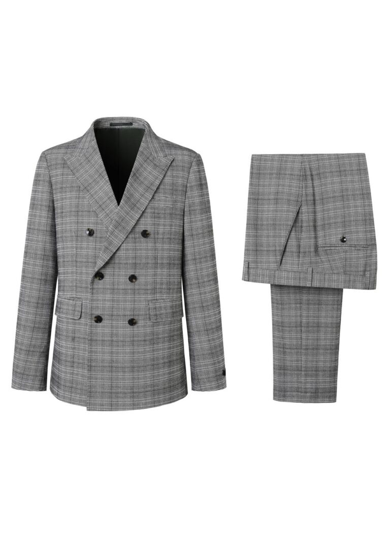 Wool Blend Double Breasted Peak Lapel Slim Fit Suit Moncrief